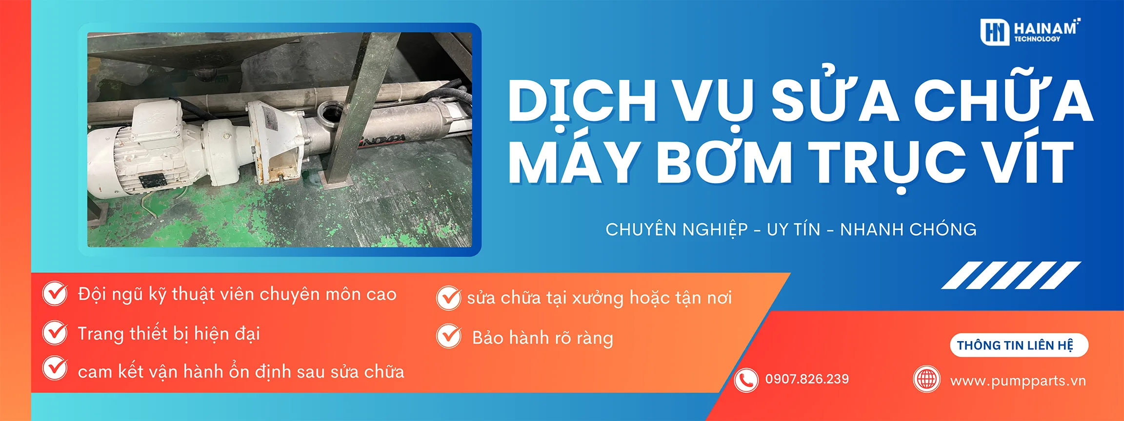 dịch vụ sửa chữa máy bơm trục vít chuyên nghiệp, giá rẻ tại Hải Nam Pumps