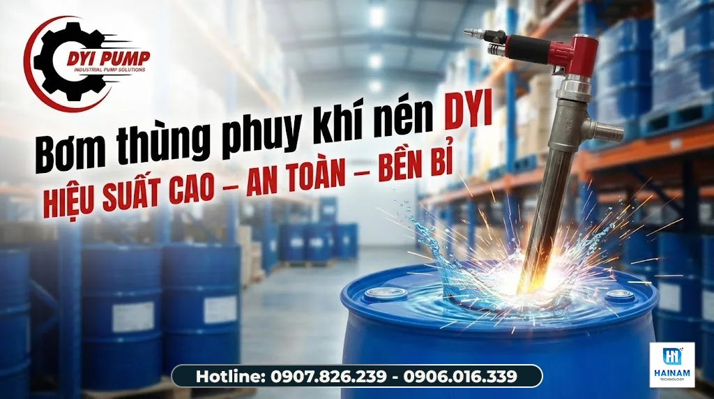 bơm thùng phuy bằng khí nén chính hãng