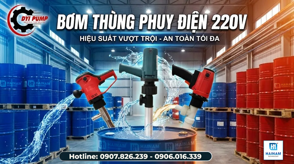 bơm thùng phuy điện 220v chính hãng