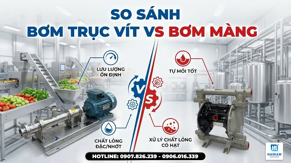 bơm trục vít với bơm màng