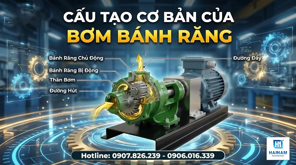 cấu tạo cơ bản của bơm bánh răng