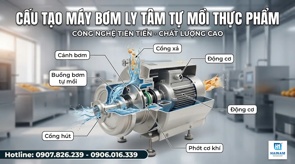 cấu tạo máy bơm ly tâm thực phẩm