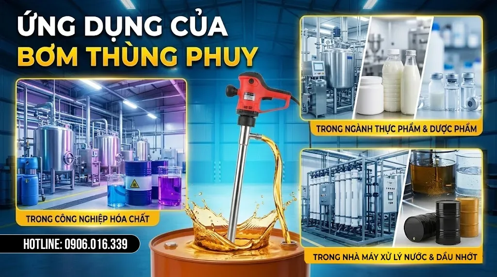 ứng dụng bơm thùng phuy trong nhà máy