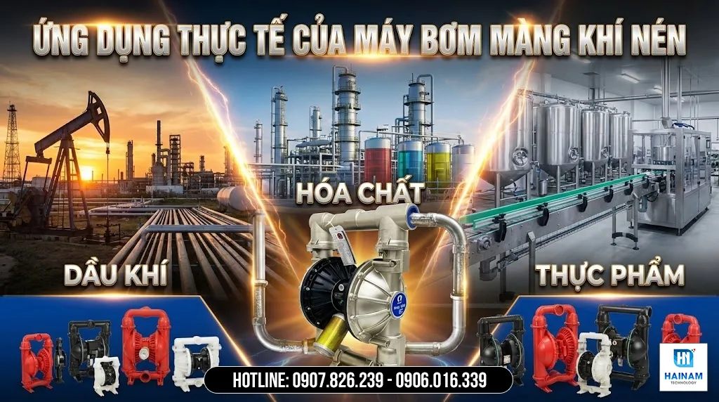 ứng dụng thực thế máy bơm màng khí nén