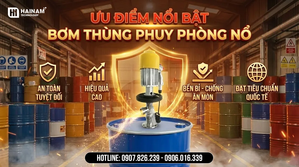 ưu điểm nổi bật bơm thùng phuy phòng nổ