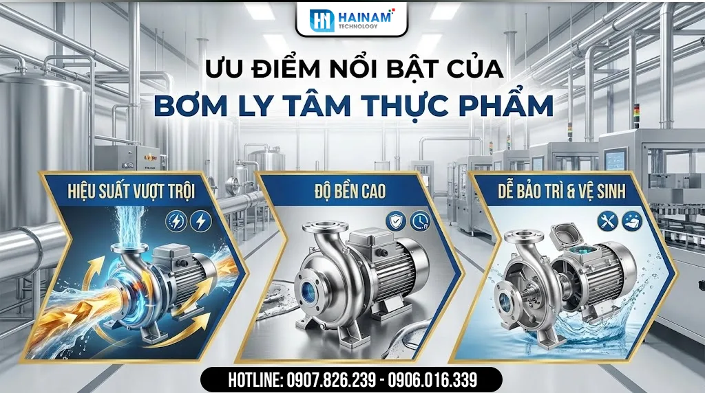 ưu điểm nổi bật của bơm ly tâm thực phẩm