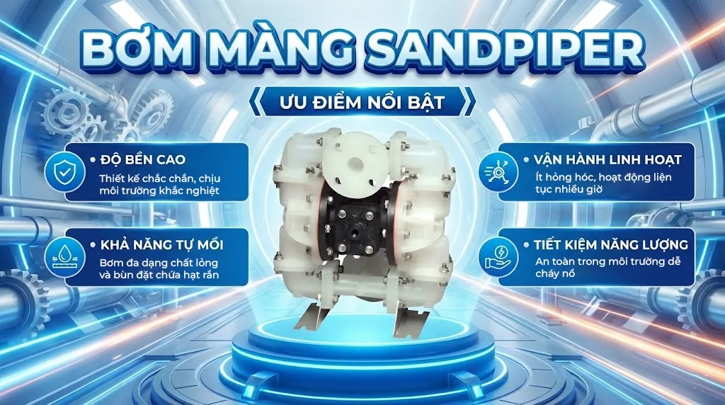 ưu điểm nổi bật của bơm màng sandpiper