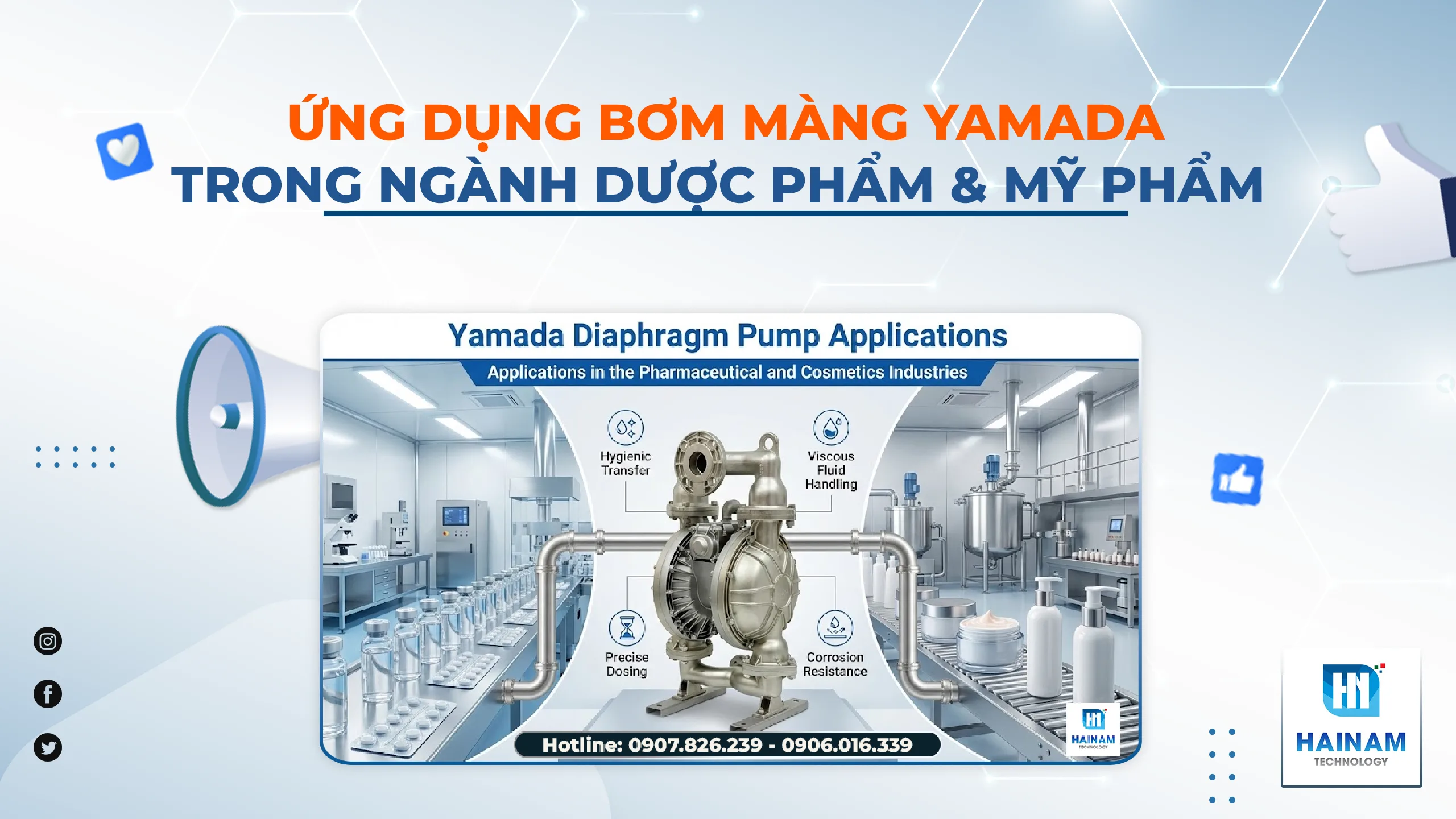 Ứng dụng bơm màng Yamada trong ngành dược phẩm và mỹ phẩm