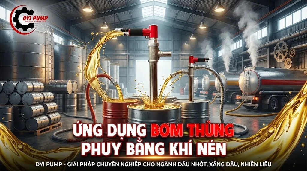 bơm thùng phuy khí nén bơm dầu nhớt