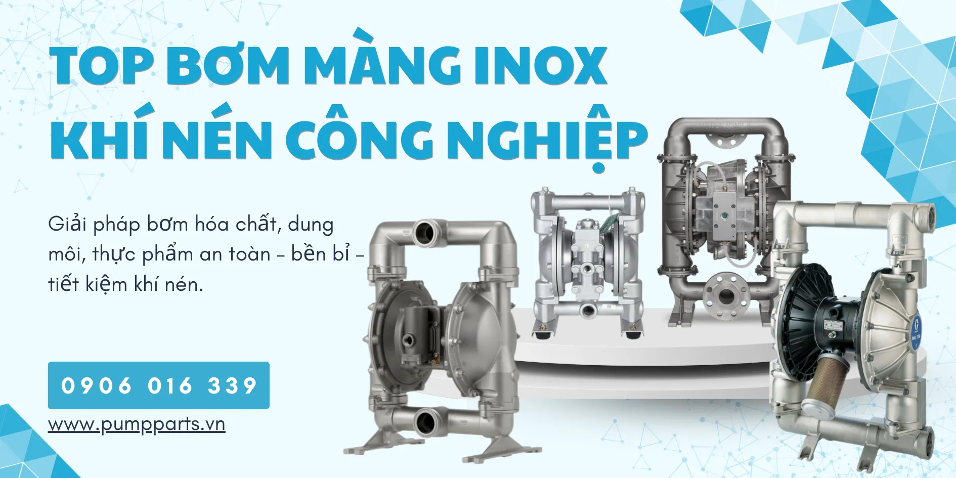 top bơm màng inox khí nén công nghiệp