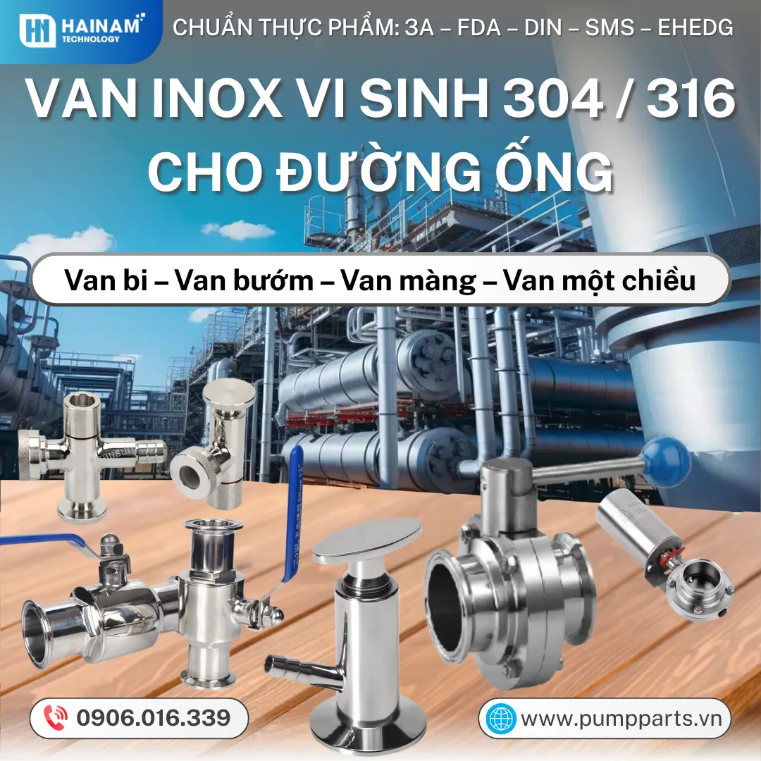 van inox vi sinh cho đường ống