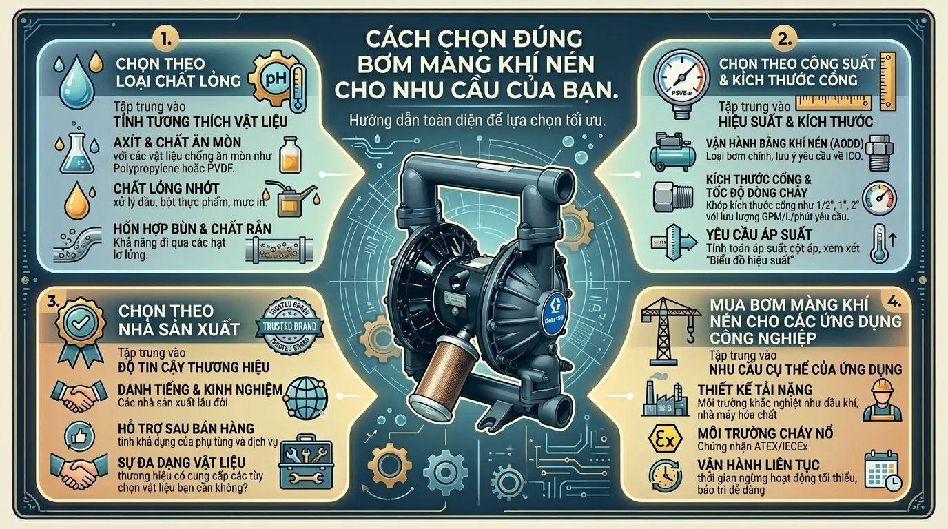 cách chọn đúng bơm màng khí nén