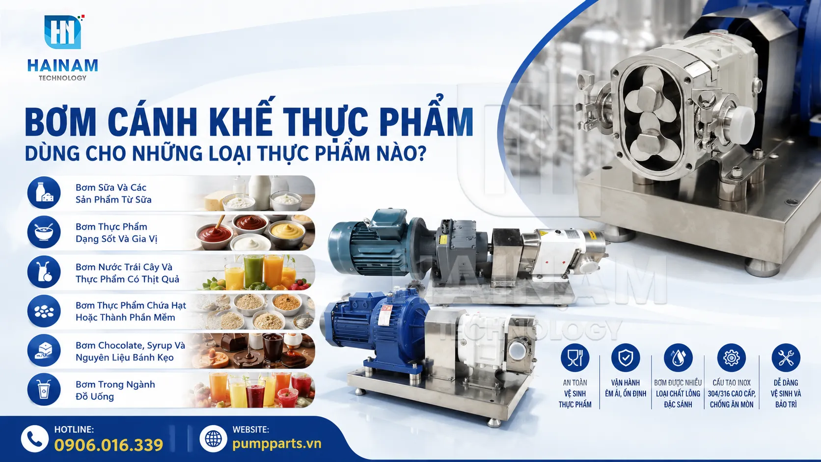 bơm cánh khế thực phẩm cho loại thực phẩm nào