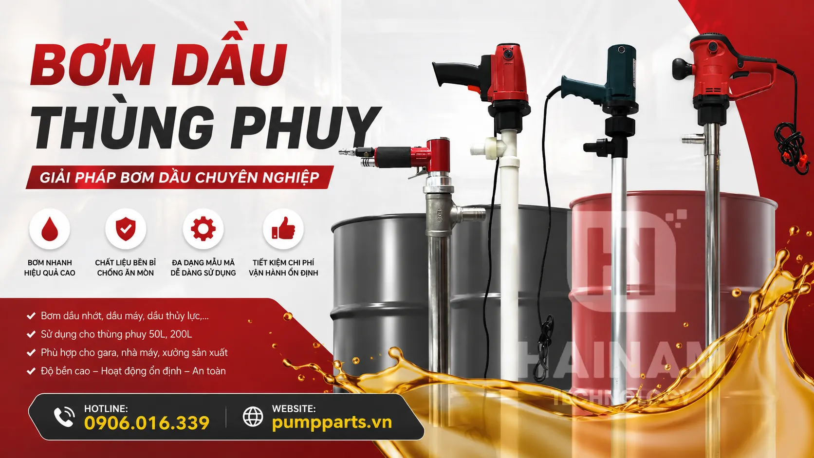 bơm dầu thùng phuy chính hãng