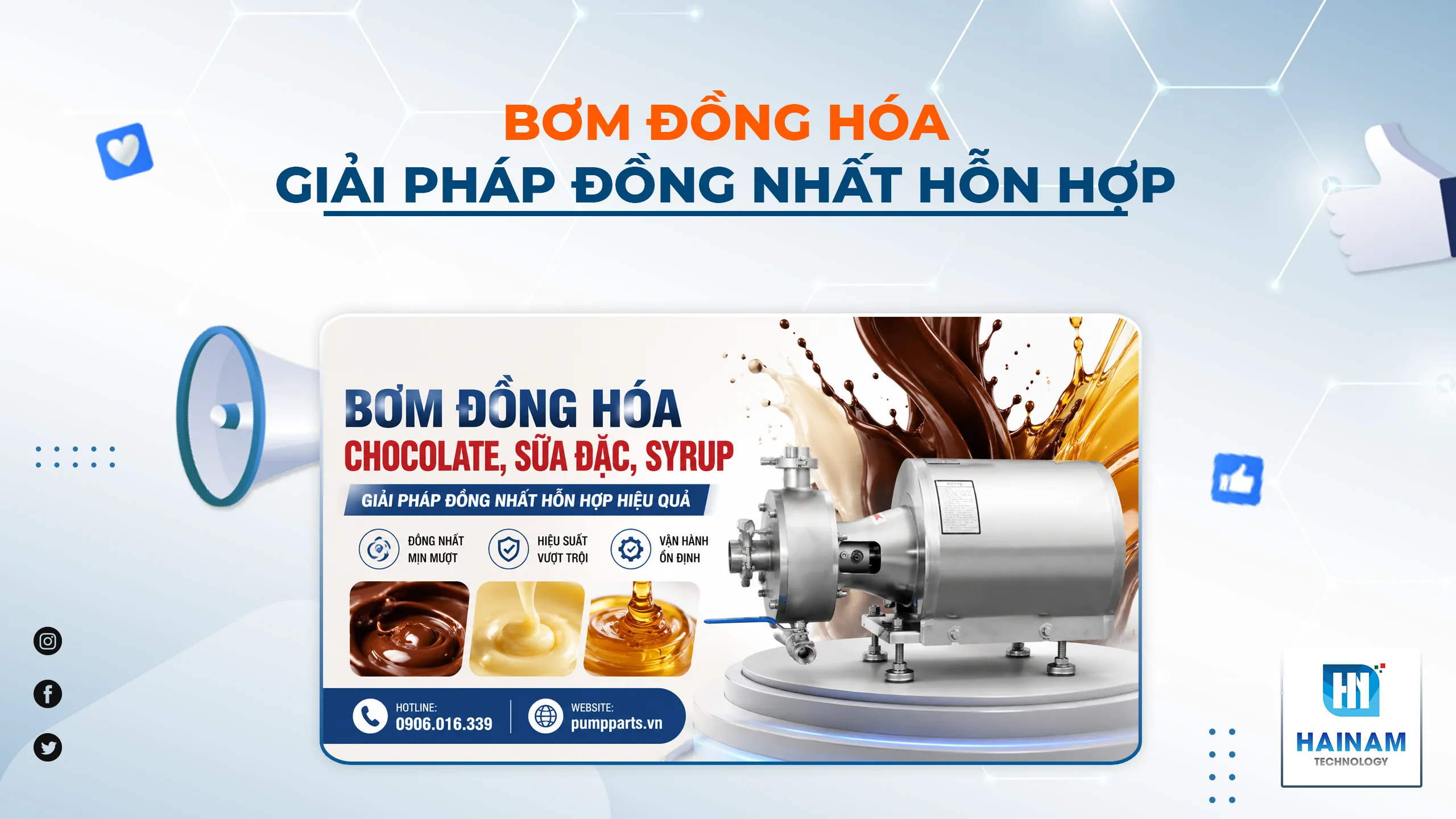 Bơm Đồng Hóa Chocolate, Sữa Đặc, Syrup – Giải Pháp Đồng Nhất Hỗn Hợp Hiệu Quả