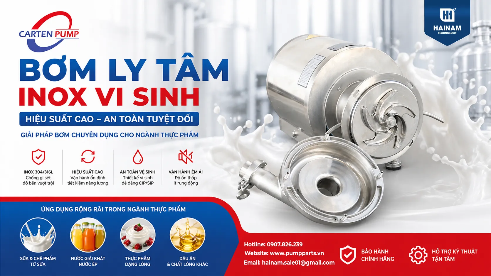bơm ly tâm thực phẩm chính hãng