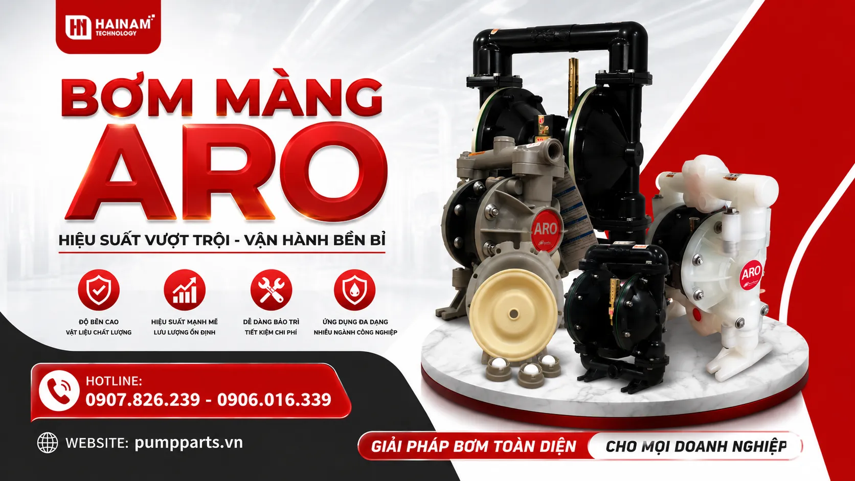 bơm màng aro chính hãng giá tốt