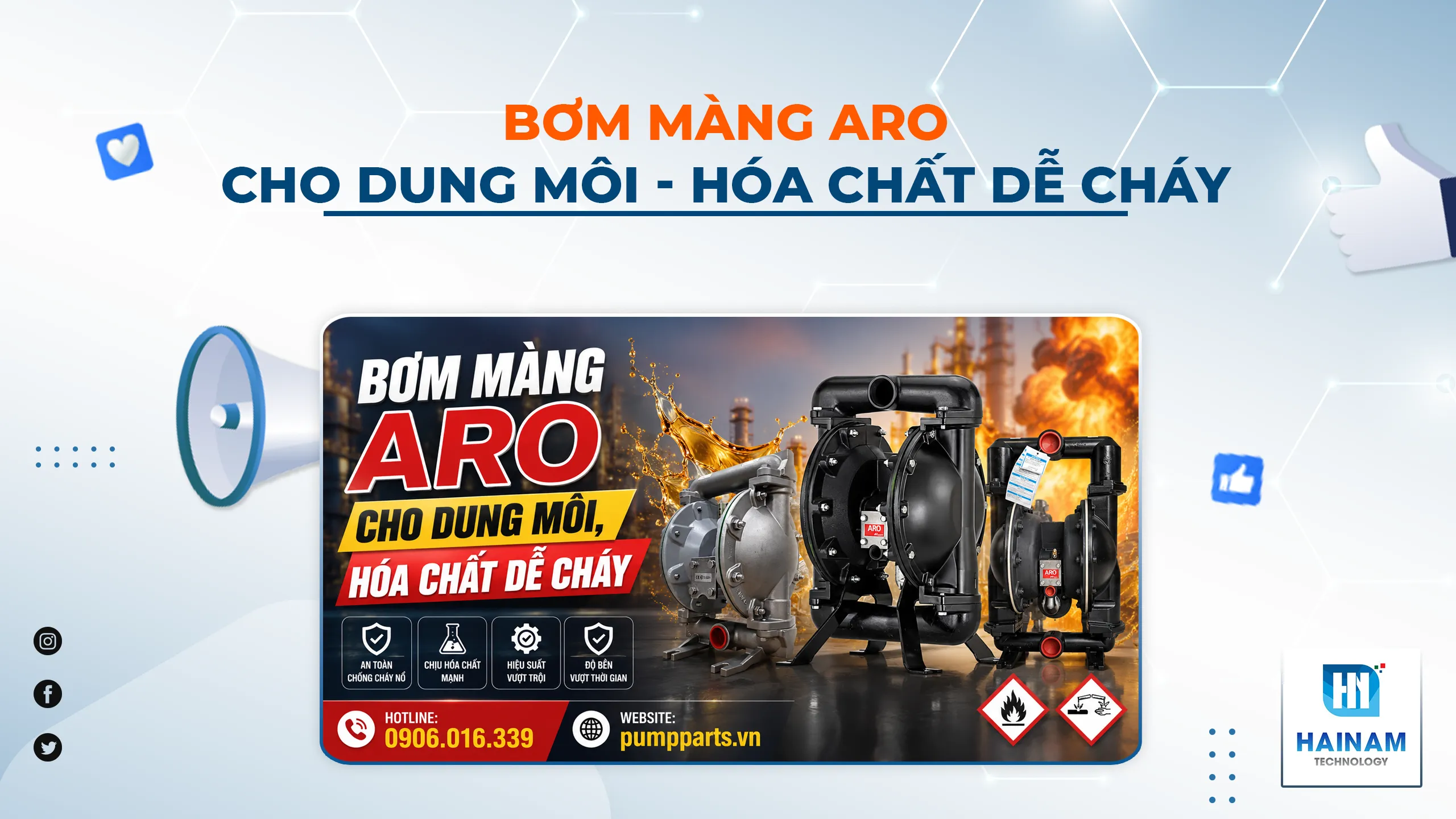 Bơm màng ARO cho dung môi, hóa chất dễ cháy