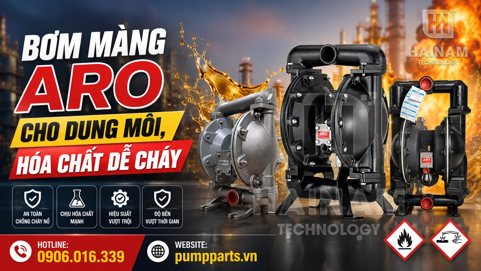 bơm màng aro cho dung môi hóa chất