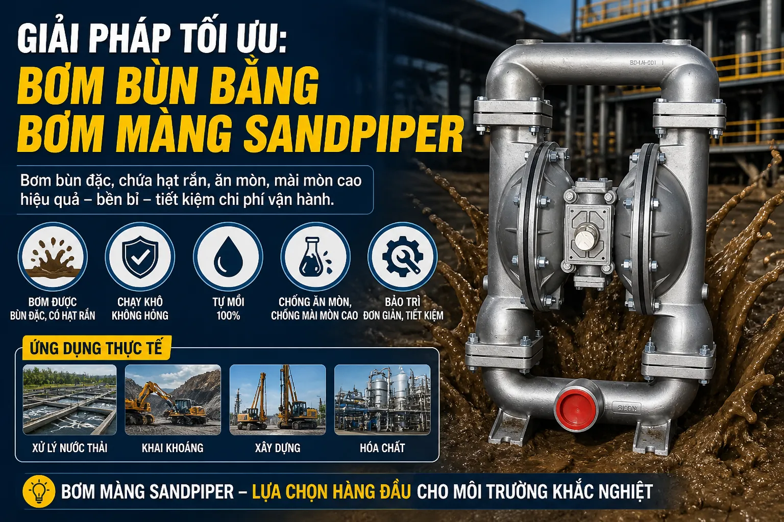 bơm màng sandpiper cho môi trường khắc nghiệt