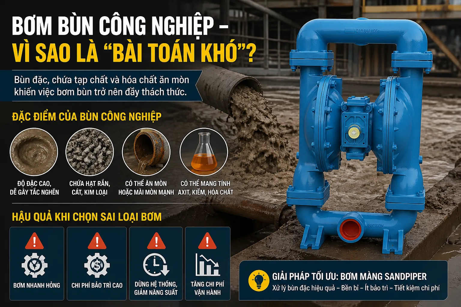 bơm màng sandpiper giải pháp thay thế tối ưu