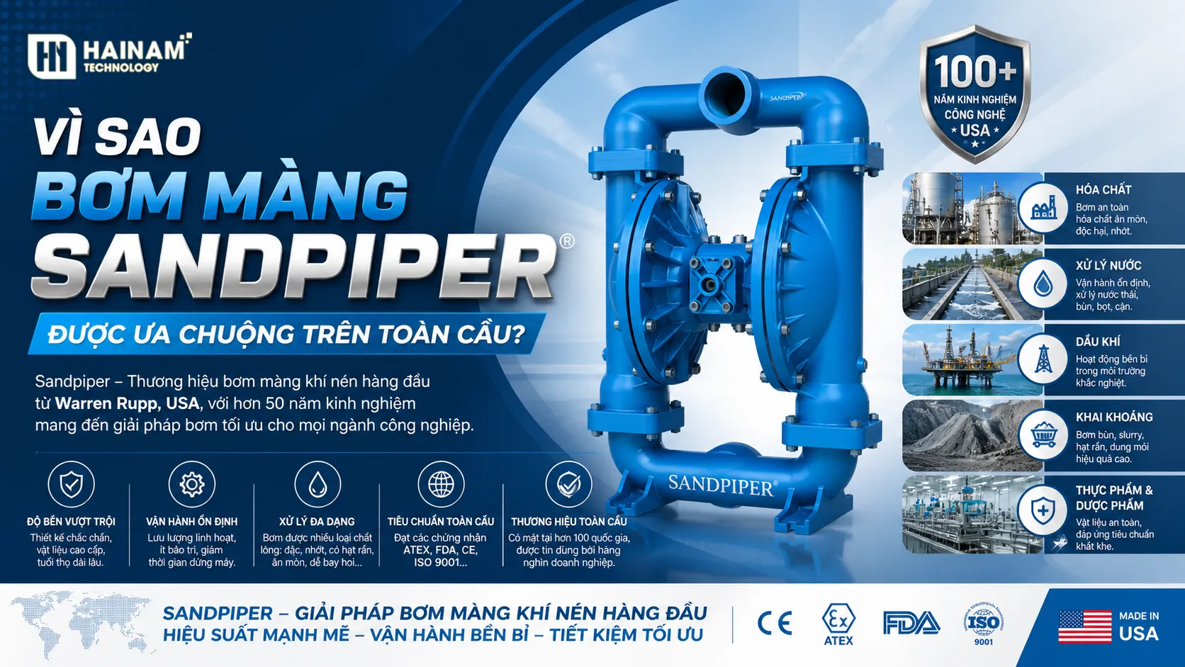 bơm màng sandpiper hiệu suất mạnh mẻ