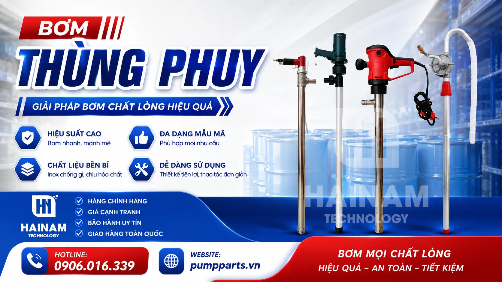 Bơm Thùng Phuy Chính Hãng, Giá Tốt | Đủ Loại Hóa Chất, Dầu, Thực Phẩm