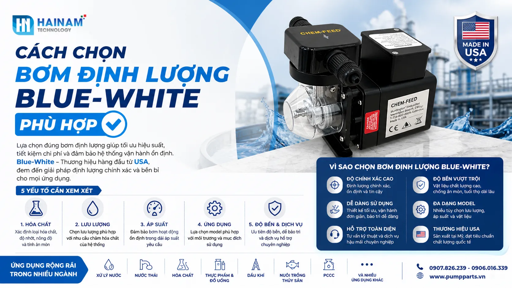 cách chọn bơm định lượng blue white phù hợp