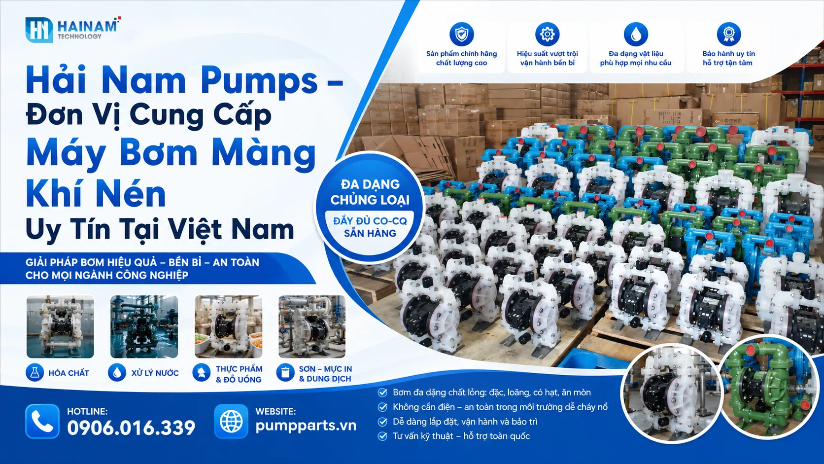 Hải Nam Pumps - cung cấp máy bơm màng khí nén chinh hãng