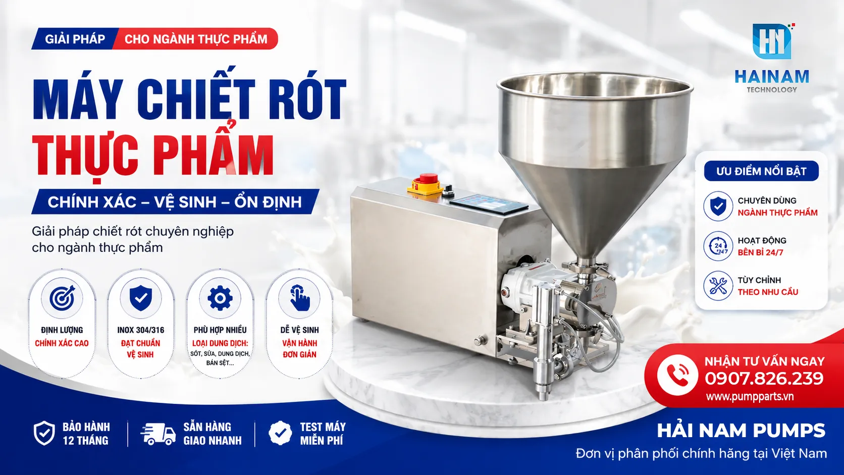 máy bơm chiết rót thực phẩm chính hãng