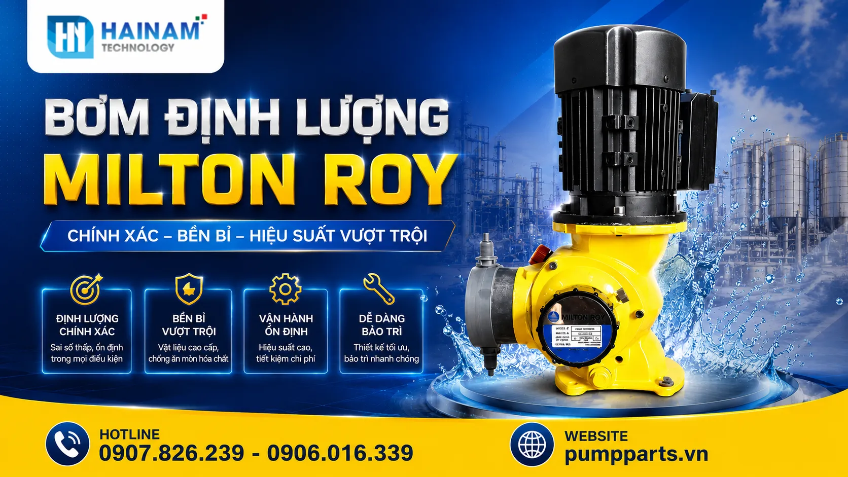máy bơm định lượng milton roy chính hãng