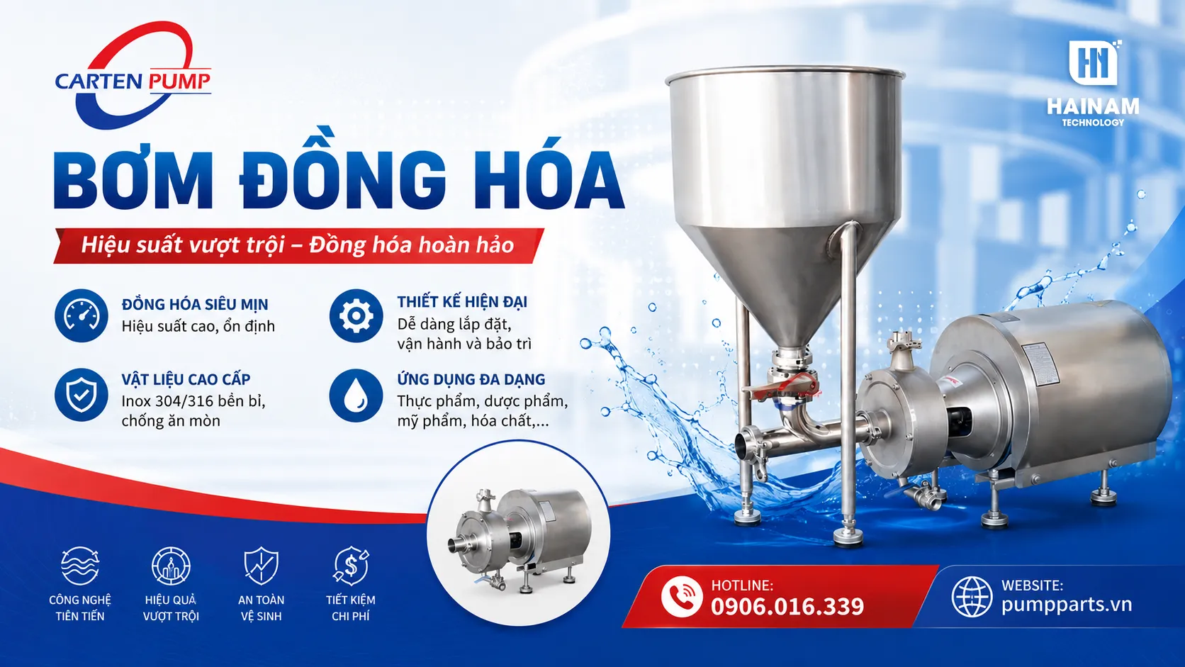 máy bơm đồng hóa chính hãng