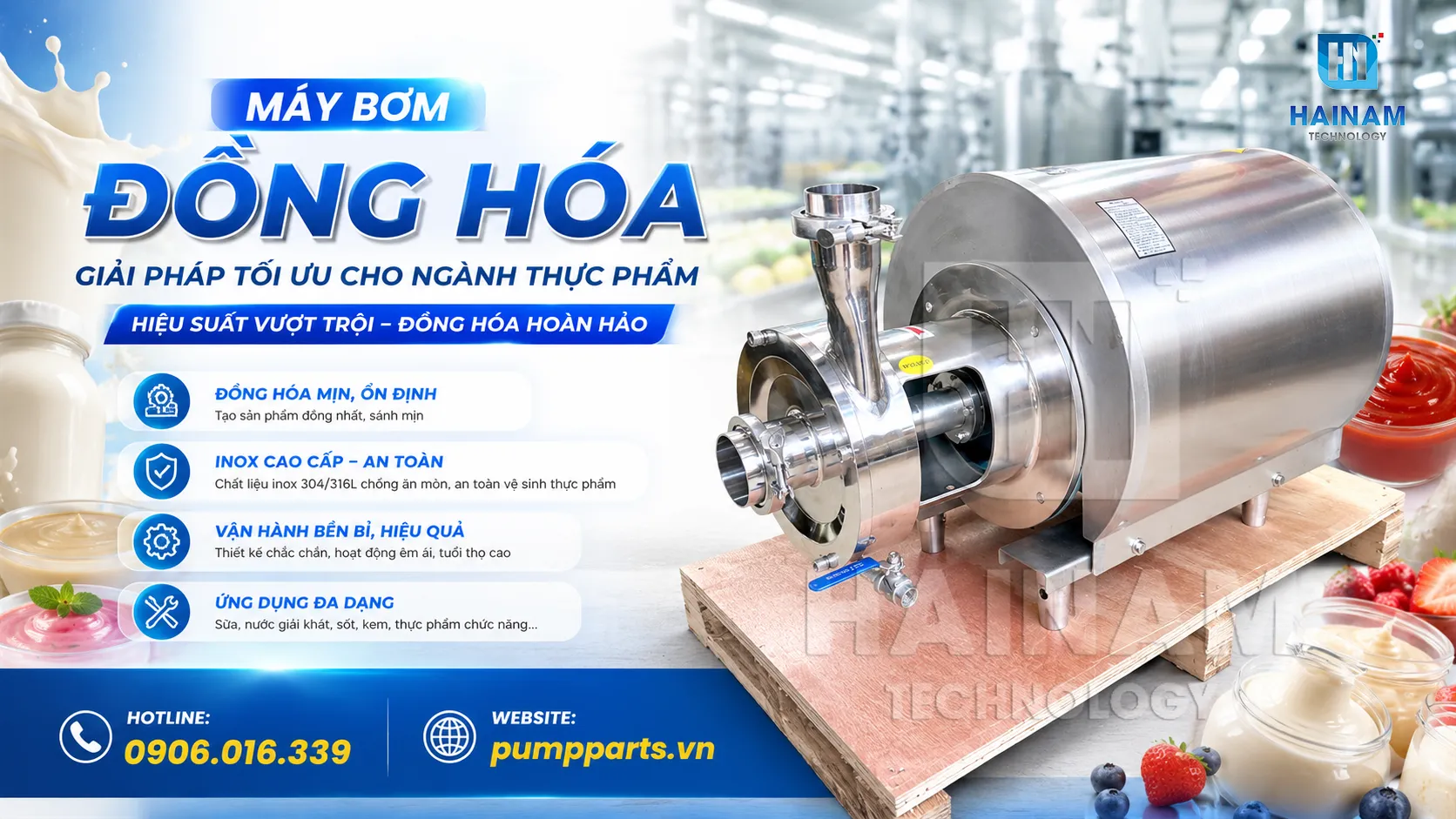 máy bơm đồng hóa thực phẩm