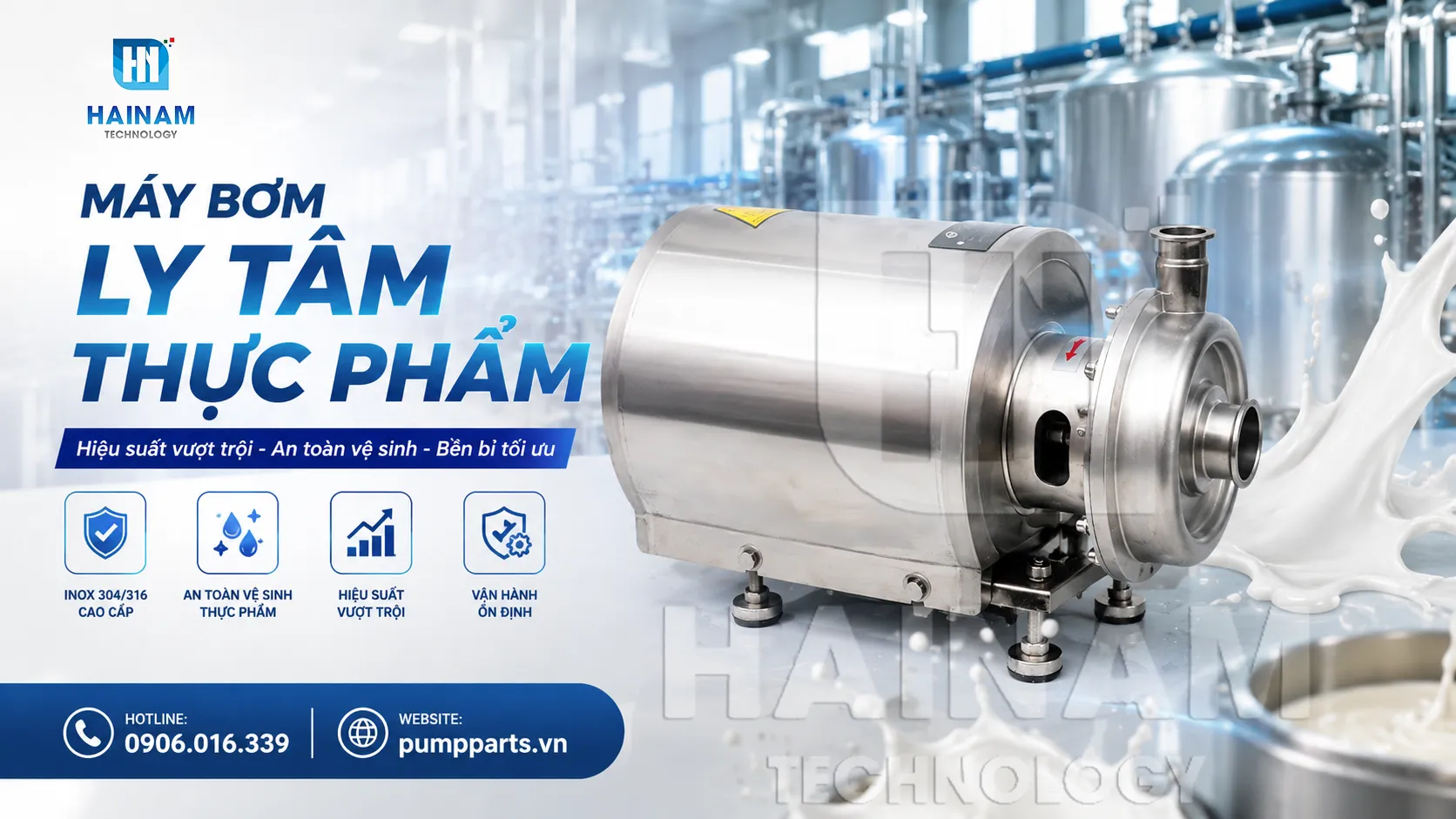 máy bơm ly tâm thực phẩm chính hãng