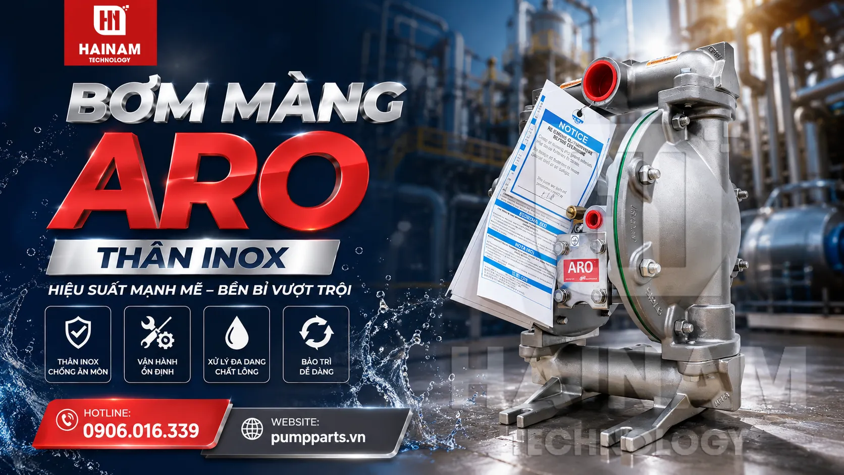 máy bơm màng aro thân inox