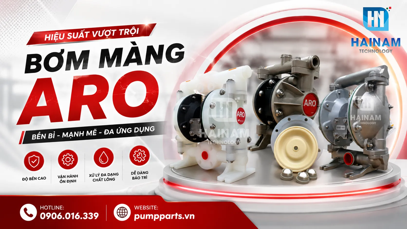 máy bơm màng khí nén aro chính hãng