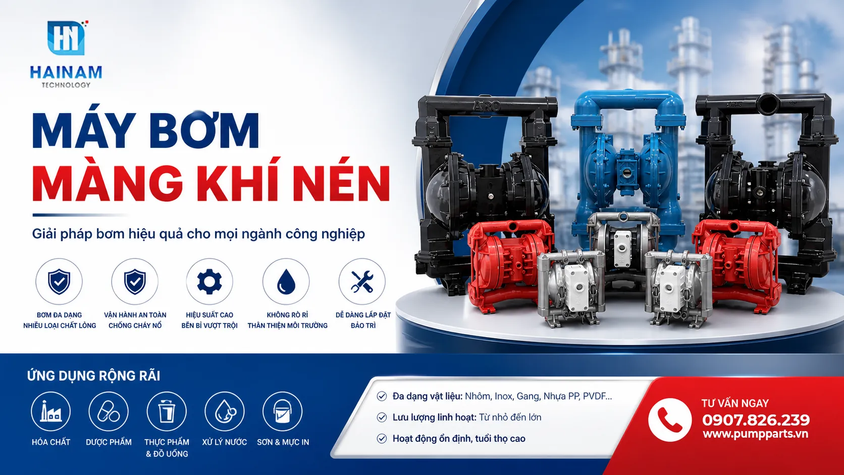 máy bơm màng khí nén đa năng, chất lượng cao