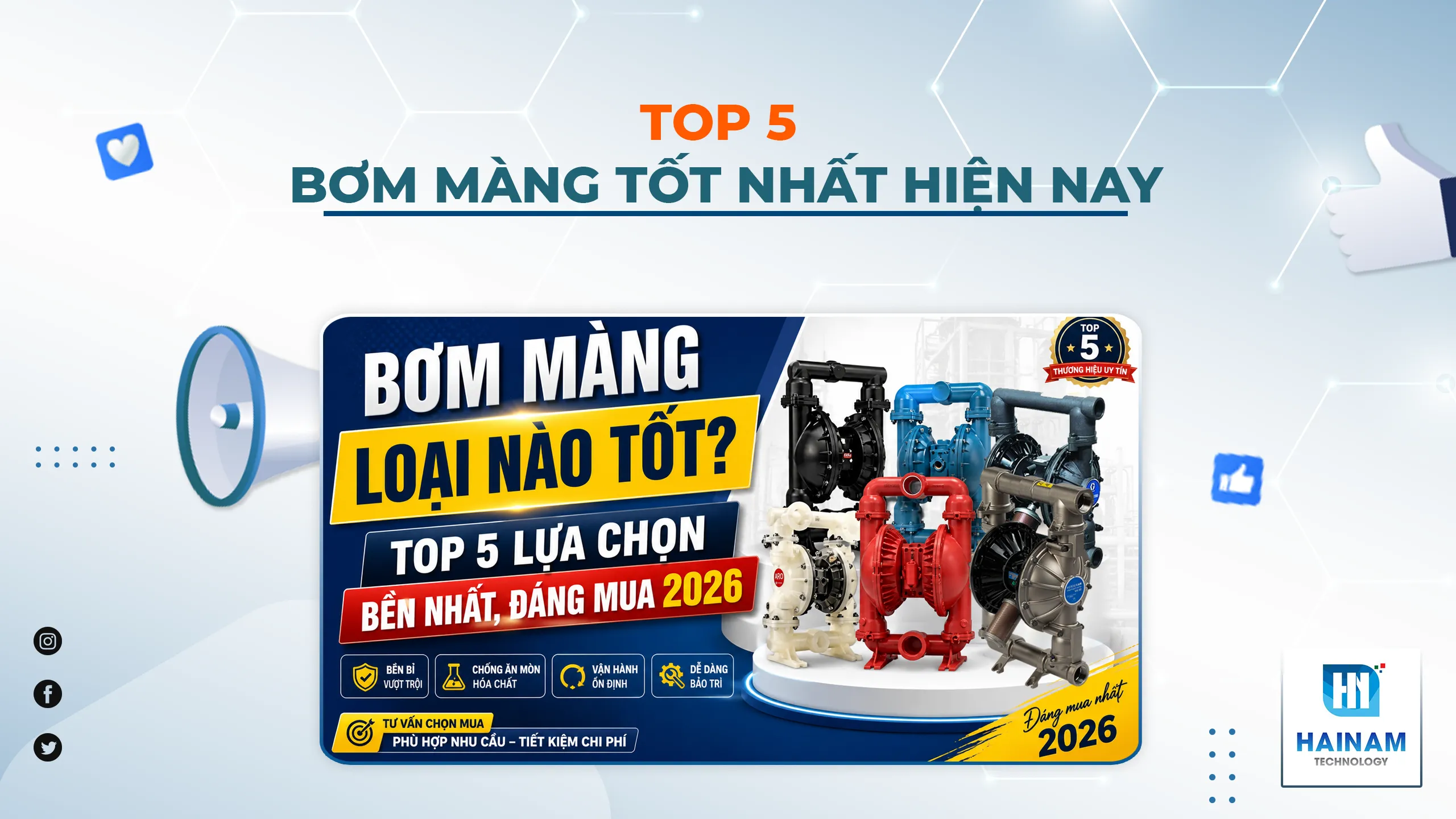 Máy Bơm Màng Loại Nào Tốt? Top 5 Lựa Chọn Bền Nhất, Đáng Mua 2026