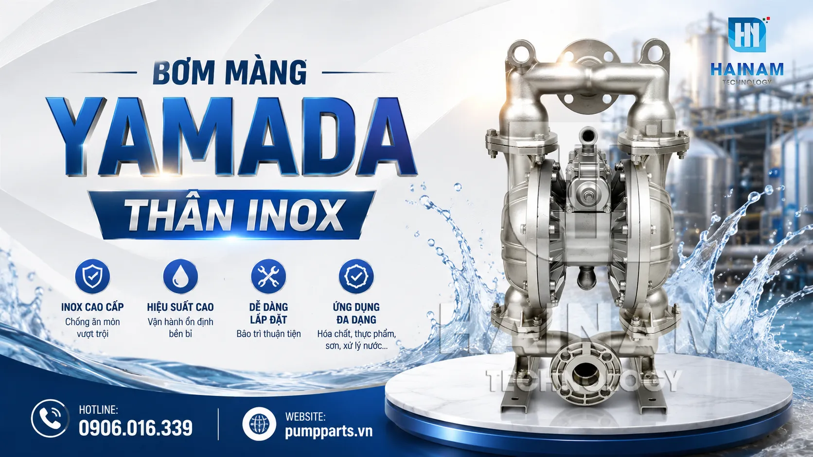 máy bơm màng yamada thân inox