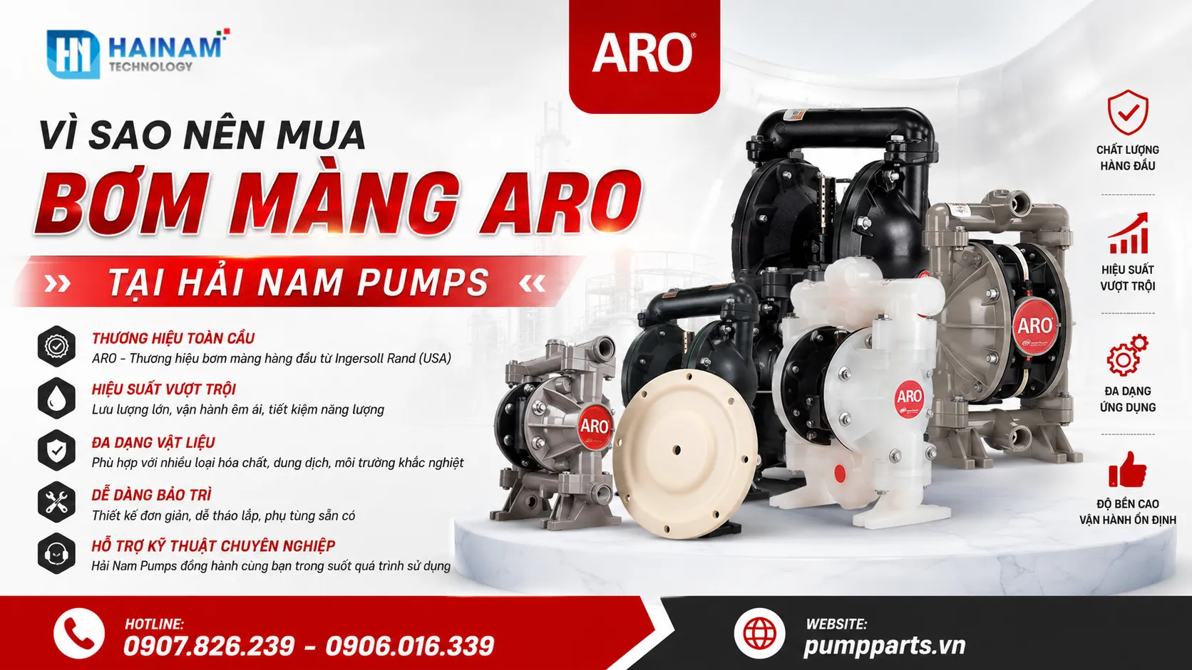 mua máy bơm màng aro chính hãng, uy tín tại Hải Nam Pumps