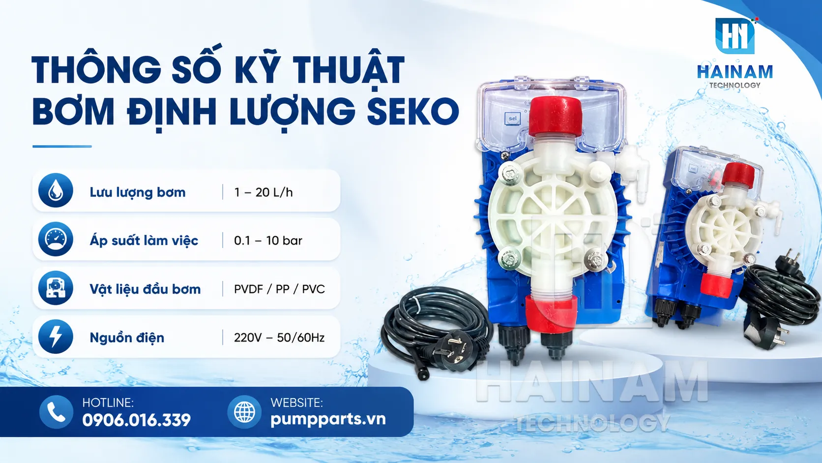 thông số kỹ thuật bơm định lượng seko