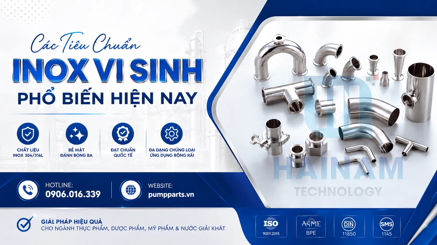 tiêu chuẩn inox vi sinh phổ biến