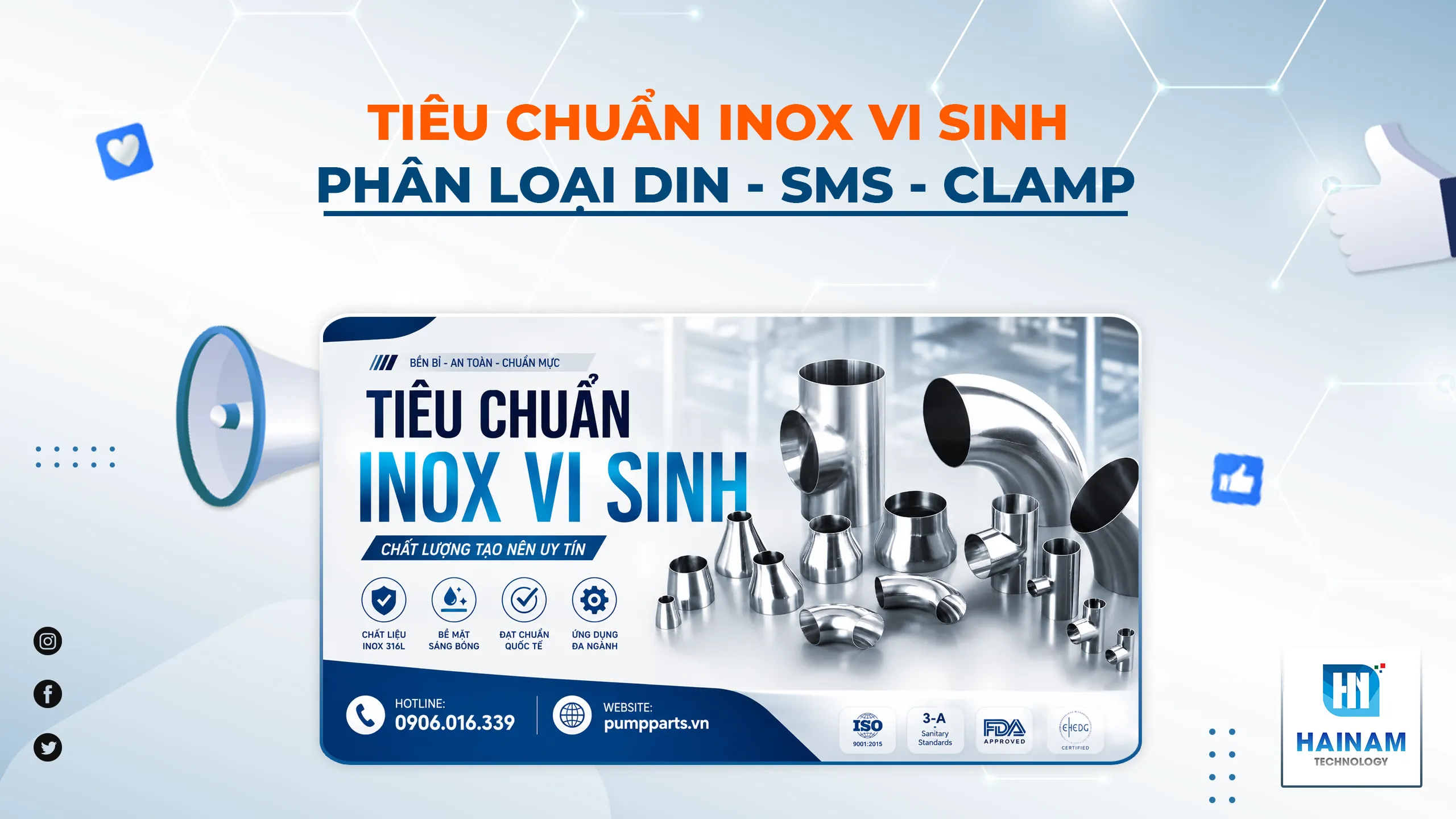 Tiêu Chuẩn Inox Vi Sinh Là Gì? Phân Loại DIN, SMS, Clamp Chi Tiết