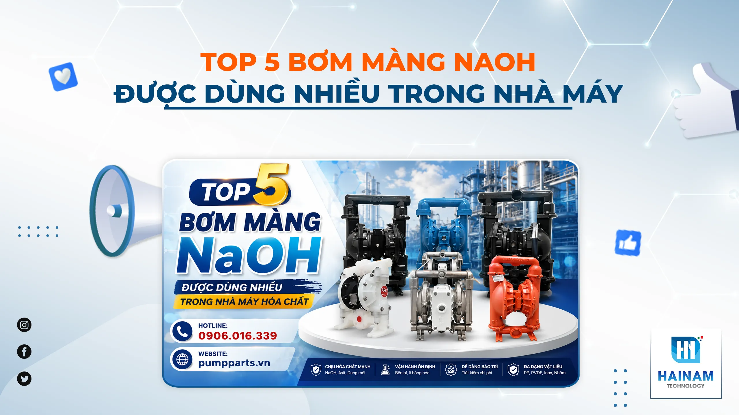 Top 5 Bơm Màng NaOH Được Dùng Nhiều Trong Nhà Máy Hóa Chất