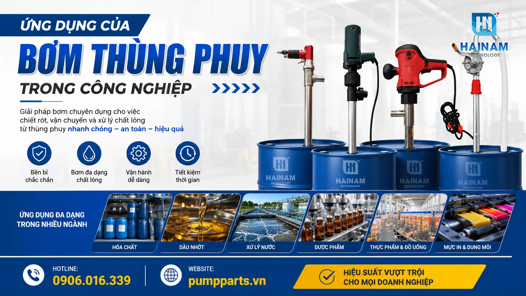 ứng dụng của bơm thùng phuy