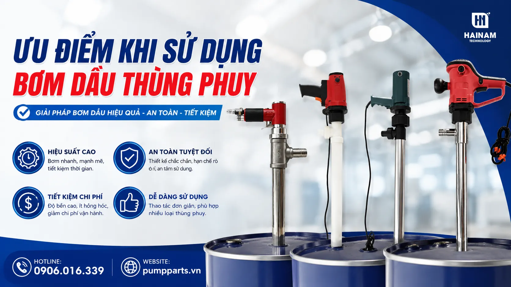 ưu điểm bơm dầu thùng phuy