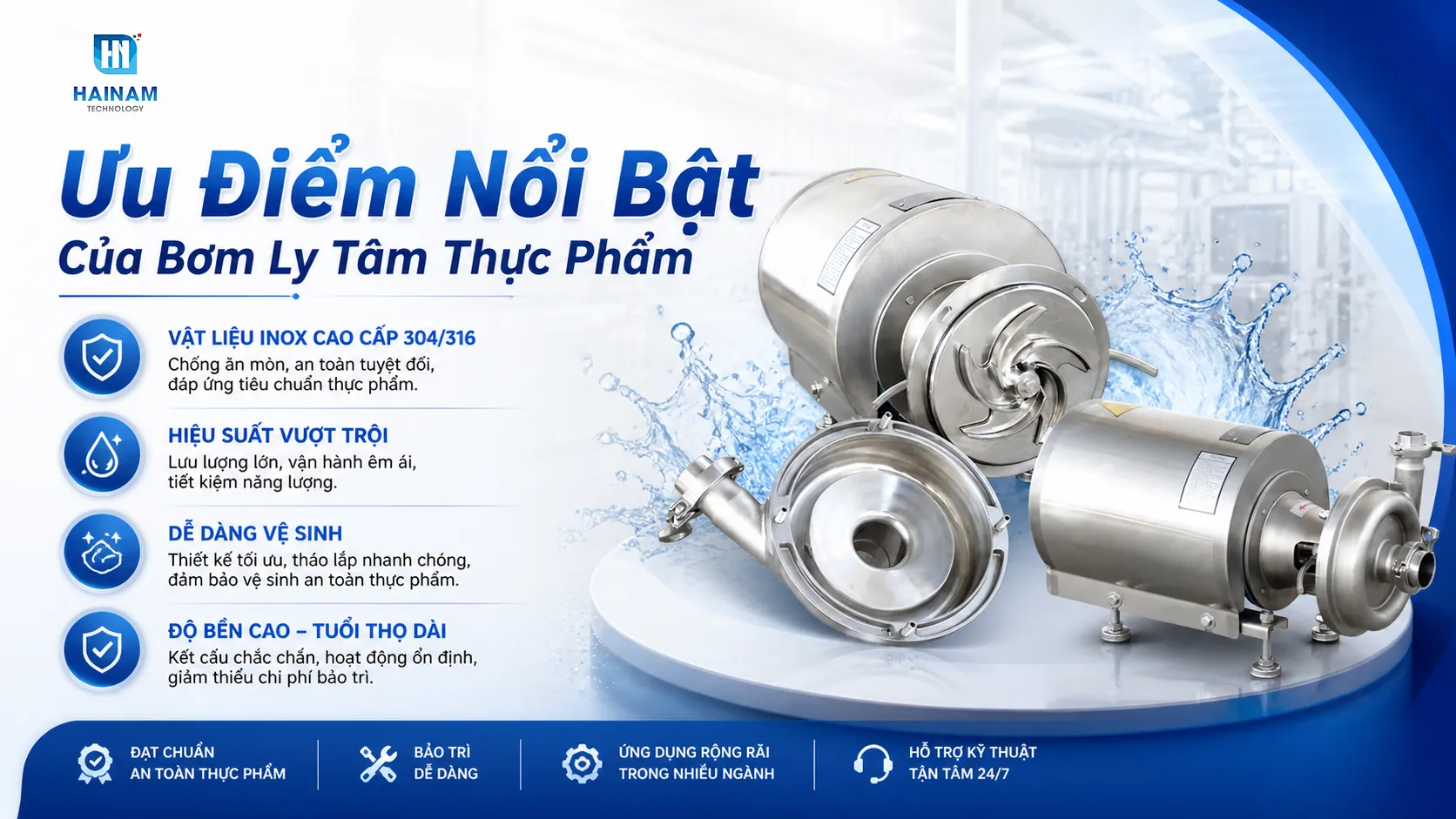 ưu điểm nổi bật bơm ly tâm thực phẩm
