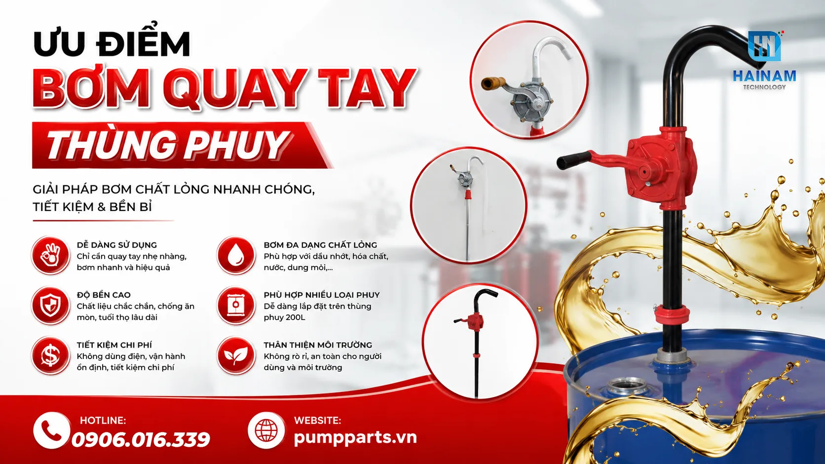 ưu điểm nổi bật bơm quay tay thùng phuy