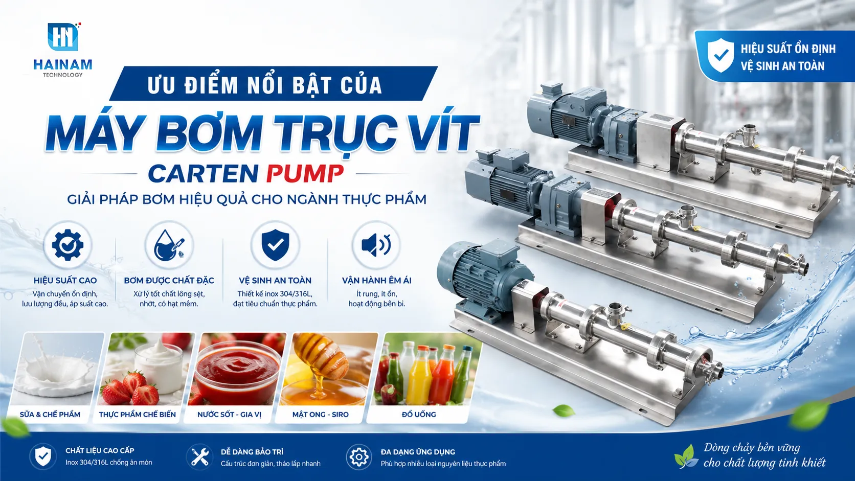 ưu điểm nổi bật bơm trục vít thực phẩm carten pump