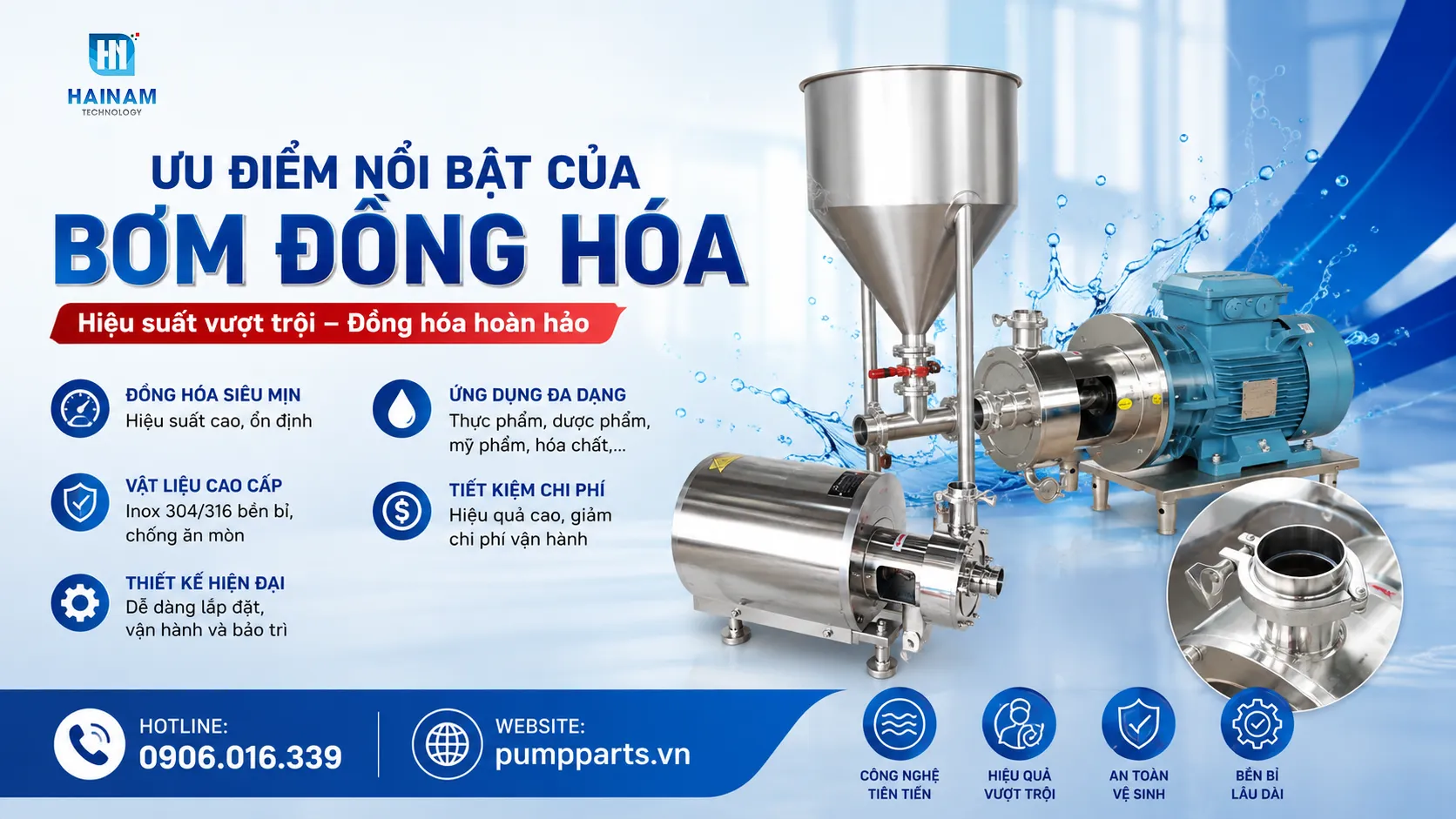 ưu điểm nổi bật máy bơm đồng hóa